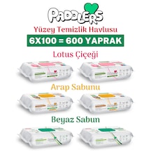 Easy Clean Lotus Çiçeği, Arap Sabunu, Beyaz Sabun Katkılı Yüzey Temizlik Havlusu 600 Yaprak (6x100)