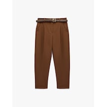 Koton Normal Bel Cepli Kemerli Havuç Pantolon Kahverengi 6sak40140pw Kahve