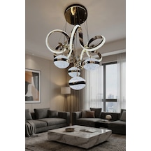 Kıvrım 4 Top Simli Modern Sarkıt Salon - Oturma Odası Led Avize Çok Renkli