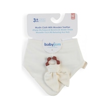 Babyjem Silikon Diş Kaşıyıcılı Müslin Önlük 736 Ekru