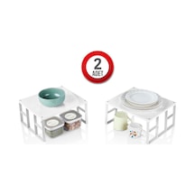 2 Adet Dolap İçi Raf Tabak Bardak Düzenleyici Metal Raf Metal 20 X 20 Beyaz Tr Diğer