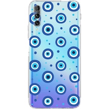 Huawei P Smart Pro İle Uyumlu Nazar Boncuğu 1 Baskılı Kamera Korumalı Şeffaf Silikon Kılıf Şeffaf