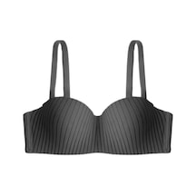 Cottonill Seamless Bra - Striva Siyah Mikro Çizgi Desenli Balenli Kadın Sütyen
