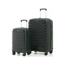 Yefa Pp Polipropilen Kırılmaz Büyük & Kabin Boy 2'li Valiz Seti Siyah