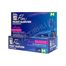 2 Adet Flex Pudrasız Eldiven M Boy 100'lü X 20 Mavi
