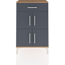 Arges Komodin Tek Raflı Tek Çekmeceli 4 Kapaklı 60x30x96 Çam-antrasit Atlas Çam