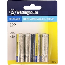 Westinghouse 500 mAh 3.2 V IFR14500 LiFePO4 Solar Şarj Edilebilir Pil 4'lü Westinghouse 500 mAh 3.2 V IFR14500 LiFePO4 Solar Şarj Edilebilir Pil 4'lü
