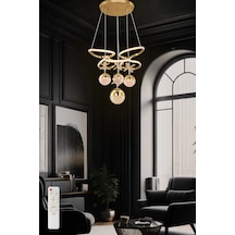 Kelebek Kasa 3 Renk Kumandalı Modern Sarkıt 3 Orta 1 Büyük 4 Toplu Kelebekli Ledli Salon Avize Gold Çok Renkli