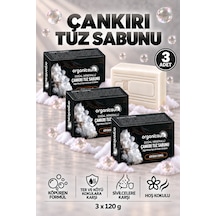 Organicsun Çankırı Tuz Sabunu 120 Gr X 3 Adet Köpüren Formül - Zengin Doğal Mineralli Kaya Tuzu Sabunu