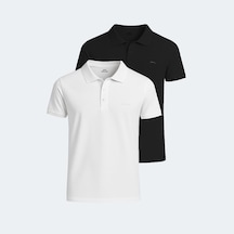 Slazenger SOHO 2 li Set Erkek  Beyaz - Siyah Tişört