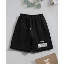 Bay Brooklyn Just Take Act Baskılı Sportif Unisex Bermuda Siyah