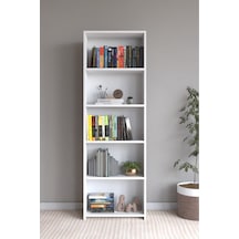 Classy 105nisa 5 Raflı Arkalıklı Kitaplık Çok Amaçlı Dolap Beyaz