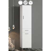 Boy 35 195 Cm Beyaz Mdf Sepetsiz Banyo Boy Dolabı