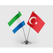 Sierra Leone Ve Türk Bayrağı İkili Saten Masa Bayrağı Takımı Diğer