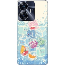 Realme C55 Uyumlu Kare Buzlar Baskılı Silikon Kılıf Renkli