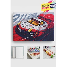 Sayılarla Boyama Seti Numaralı Tuval Fırça Boya Dahil Kasnaklı Set 50x70 Cm - 911 Araba