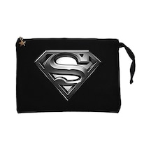 Superman Logo Siyah Clutch Astarlı Cüzdan / El Çantası Siyah
