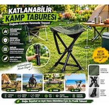 Katlanabilir Kamp Taburesi Çelik Gövdeli Taşınabilir Balıkçı Ve Piknik Taburesi Siyah