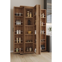 Aeka Ae-3083 Hazal Çok Amaçlı Mutfak Dolabı 3 Kapaklı 15 Raflı Kiler Dolabı Modern Tasarım 170x138x77,5 Çam