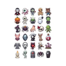 30 Adet Chibi Sevimli Korku Karakterleri Sticker Seti - Laptop Defter Telefon Ajanda İçin Çok Renkli