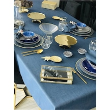 Valerium Simli İndigo Masa Örtüsü 150 X 220 Indigo