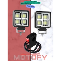 64 Ledli Aliminyum Soğutuculu Gövde Su Geçirmez Motosiklet Sis Farı Takımı + Usb'li Buton