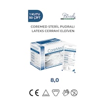 Coremed Steril Cerrahi Lateks Pudralı Eldiven 8 Beden 50 Çift