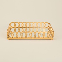 Deco Meander Aynalı Dekoratif Tepsi - Altın - 31x21 Cm