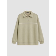 Lcw Modest Haki Soft Touch Oversize Kadın Sweatshirt Tunik