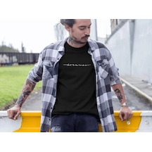 Erkek Tişört Yazlık Bisiklet Yaka Baskılı Kısa Kol T-shirt - Siyah