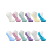12 Li Kadın Ekonomik Kısa Babet Çorap Pamuklu Asorti Karışık Renk 001