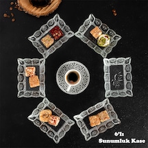 Porsima Almina 6'lı Kahve Yanı Lokumluk Sunumluk Cam Kase Seti
