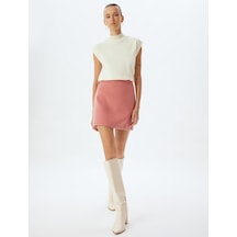 Koton A Kesim Mini Etek Yumuşak Dokulu Flanel Kumaş Pembe 5wak70079ew Gül