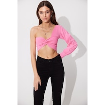 Sherin Pembe Tek Omuz Balon Kol Crop SWK4605PE-PEMBE