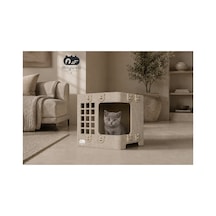Keçe Kedi Evi Demonte, Yıkanabilir, Taşınabilir Kedi Kulübesi Ketoki Bej