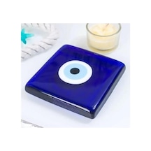 Dekoratif Kalın Cam Kağıt Ağırlığı Nazar Boncuğu 10x10 Gider Kapak Süsü Cam Nazarlık Masaüstü Notluk Genel