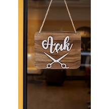 Ahşap Dekoratif Kesim Açık-kapalı Yazılı Tabela