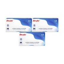Beybi Lateks Pudralı Muayene Eldiveni M - Medium - Orta 300lü Set