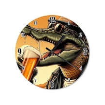 Bireyle Serinleyen Timsah Akarlı Duvar Saati Çok Renkli