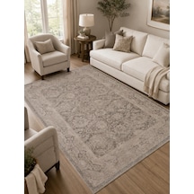 Shiraz Shr 01 Grey Vintage Eskitme Tarzı Yumuşak Dokulu Salon Halısı Oturma Odası Halısı Gri