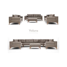 Zeri 3+3+3 Yataklı Puzzle Modüler U Köşe Koltuk Takımı & Puflu Köşe Takımı - Sütlü Kahve 160 Sütlü Kahve