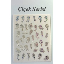 Nail Art Sticker Kendinden Yapışkanlı, Tırnak Süsleme, Tırnak Dövmesi Stikır 1147 Gümüş-1147