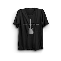 Gitar Baskılı Unisex %100 Pamuk Siyah T-shirt SIYAH