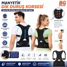 Manyetik Dik Duruş Korsesi Ayarlanabilir Omuz Sırt Bel Destekleyici Kamburluk Önleyici Unisex Siyah Günlük Kullanım