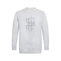 Gri Regular Fit Jakarlı Bisiklet Yaka Yünlü Triko Kazak 30099 Gri