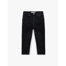 Koton Pamuklu Dar Kalıp Yüksek Bel Denim Kapri Pantolon Siyah 6sal40290md
