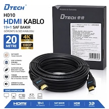 Dtech Dt-h010 20 Metre Hdmı Kablo 4k 2k 1080p 19+1 Saf Bakır High Speed Görüntü Ve Ses Kablosu