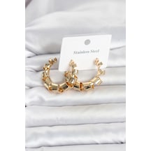 316l Çelik Gold Renk Spiral Halka Kadın Küpe 5886 Çok Renkli