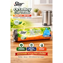 Star Plus Orta Boy Çöp Torbası 20'li 1 Paket 55x60 Cm Dayanıklı Sızdırmaz Orta Boy Çöp Poşeti