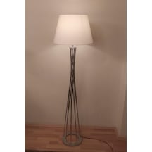 Gümüş Metal Ayak Lambader Beyaz Başlık Köşe Lambası 54 Diğer